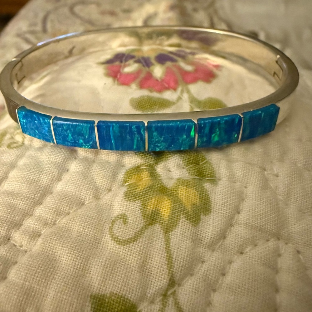 Mexican Blue Opal/Silver Bracelet Pendant 925